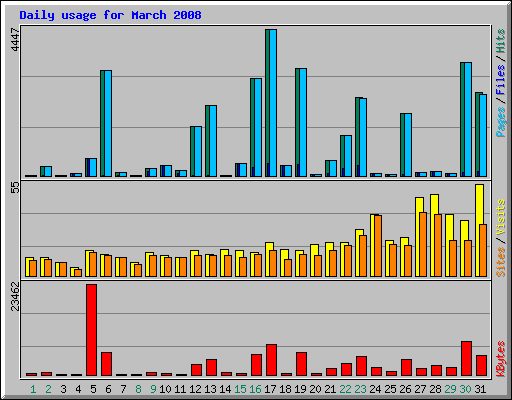 Daily usage for March 2008