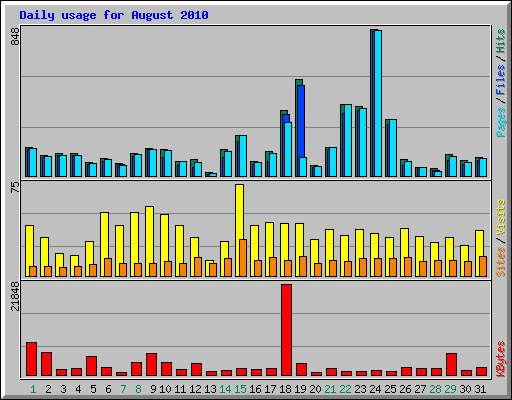 Daily usage for August 2010