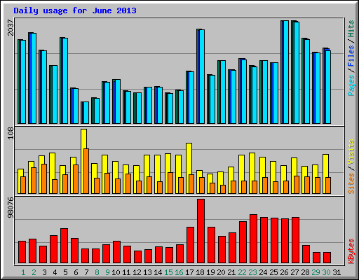 Daily usage for June 2013