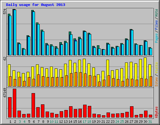 Daily usage for August 2013