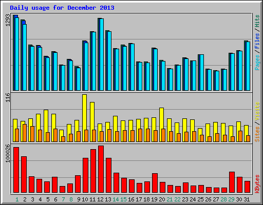 Daily usage for December 2013