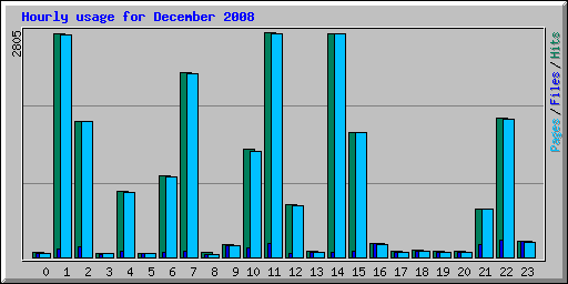 Hourly usage for December 2008