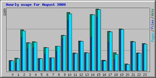 Hourly usage for August 2009