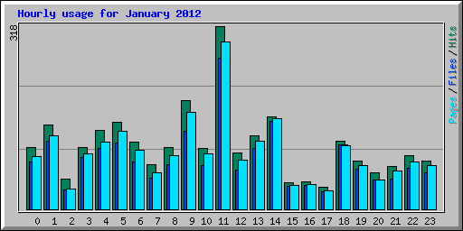 Hourly usage for January 2012