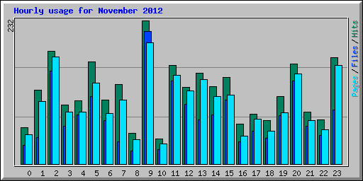 Hourly usage for November 2012