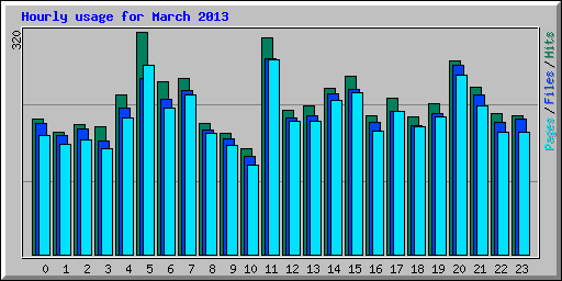 Hourly usage for March 2013